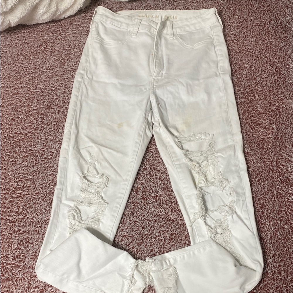 American Eagle Outfitters White Ankle Cropped Jeans